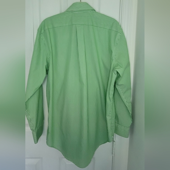Ralph Lauren Striped Green and white Mens Classic Fit Button-Down Shirt Large - Picture 7 of 7